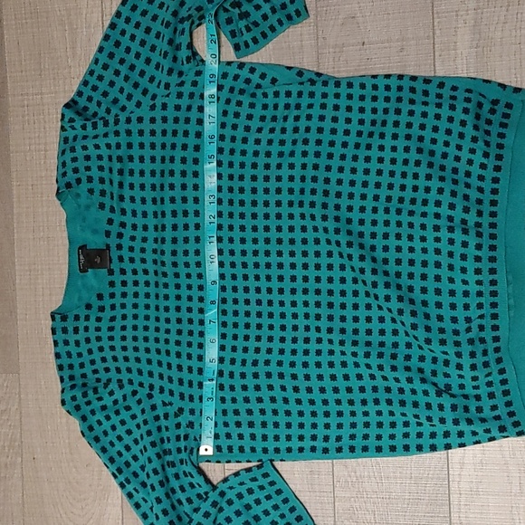 Ann Taylor Factory US XL Light Turquoise Crew Neck Patterned Top/Sweater - Picture 7 of 8